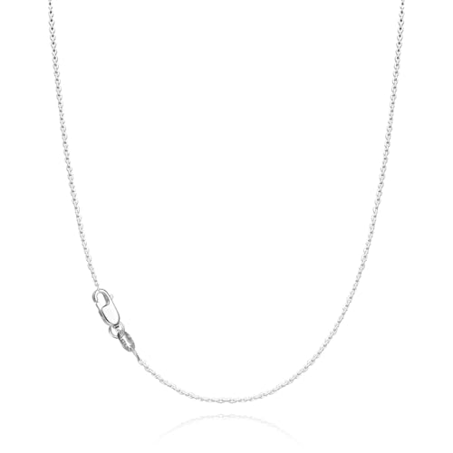 Solid 18K Gold Plated 925 Sterling Silver Chain Necklace for Women, 1.1mm Thin Dainty Cable Chain Non Tarnish & Sturdy Women's Chain Necklace 14/16/17/18/20/22/24 Inches - color: Shiny Silver, size: 18 Inch (Women's Average Length)