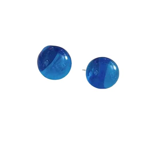 20mm Colorful Round Bead Stud Earrings Resin Transparent Bright Limpid Chuncy Bead Earrings for Women - color: Blue