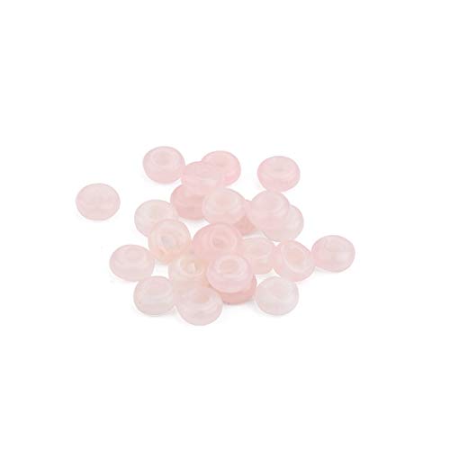 BEADIA Natural Rose Quartz Crystal Rondelle Stone with Large Hole (4mm) Loose Semi Gemstone Beads for Jewelry Making 10mmx4mm 24pcs - color: Rose Quartz, size: 10mm x 4mm