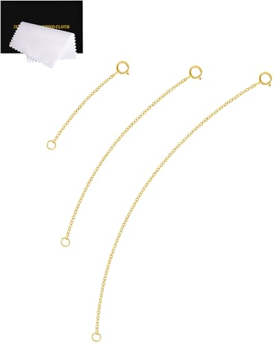 925 Sterling Silver Necklace Extenders Gold Necklace Extender Chain Bracelet Anklet Jewelry Extension for Women, 3 Piece Set (2, 4, 6 Inches) - color: Gold, size: 2 4 6 inch