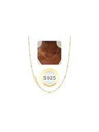 IEFWELL S925 Sterling Silver Chain Necklace for Women - 14K-Real-Gold-Plated 1.5mm Satellite Bead Chains Necklace, Sturdy Women's Chain Necklaces, 14/16/18/20/22/24 Inches Jewelry Valentines Gifts - color: Gold-Plated, size: 18 Inch