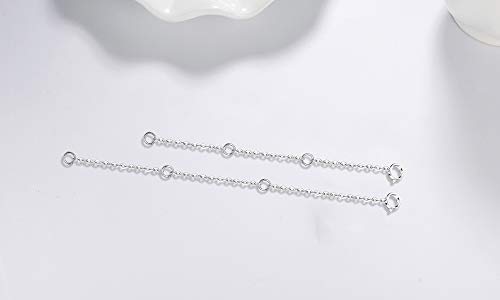 Dorella Sterling Silver Necklace Extenders Chain Set of 2 Pcs Pack 2" and 5" or 3" and 4" - Solid 925 Sterling Silver Fine Chain Dainty Durable Adjustable - color: B Sterling Silver 4" + 3" Rolo Chain Necklace Extender