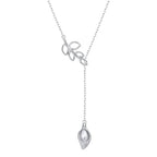 Long Necklace Sterling Silver Larait Bar Y Lariat Long Chain Drop Adjustable Necklace Gift for Her, 30" - style: Long Calla Lily Necklace