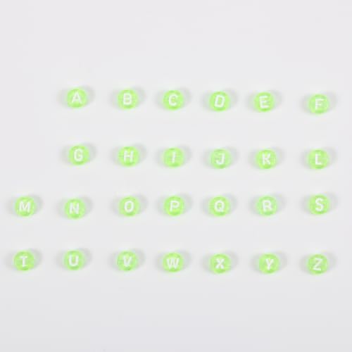 Ornaland 1480Pcs Green Letter Beads for Jewelry Making Bulk 7x4MM Small Acrylic Round Alphabet Beads for Earrings Necklaces Bracelets DIY Supplies - color: Green