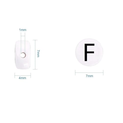Amaney Letter Beads F 100pcs 7x4mm White Round Acrylic Black Alphabet for Bracelet Jewelry Making - color: F