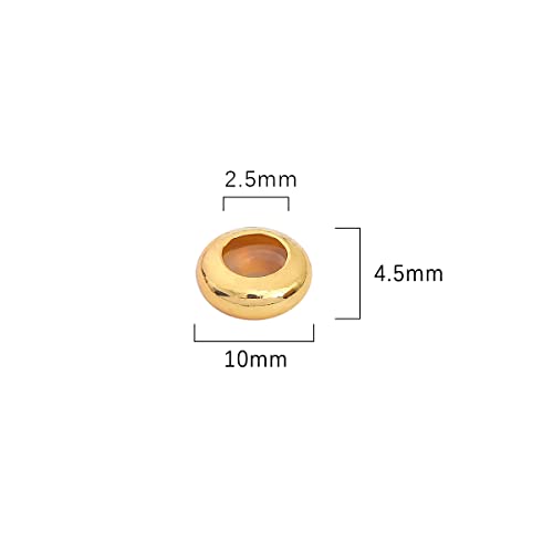 BEADIA 18K Gold Plated Stopper Beads 10x4.5mm 20pcs Rondelle Insert Silicon Length Adjust Spacer Beads for Jewelry Making Findings - color: Rondelle, size: 10x4.5mm