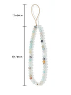Semi-Precious Gem Stones Beaded Phone Charm Cell Phone Lanyard Wrist Strap Handmade Natural Gemstone Phone Chain string - color: Amazonite