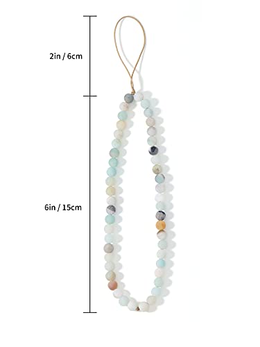 Semi-Precious Gem Stones Beaded Phone Charm Cell Phone Lanyard Wrist Strap Handmade Natural Gemstone Phone Chain string - color: Amazonite