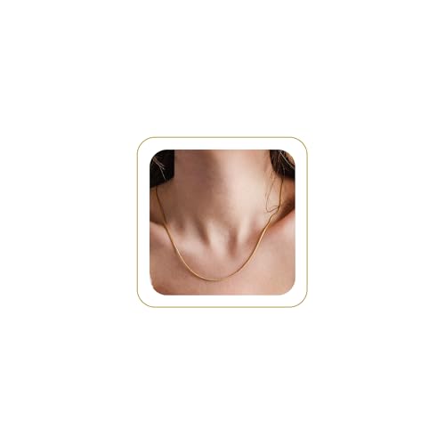 CHESKY Gold Necklace for Women-14K Plated/S925 sterling silver Snake Chain Necklace Dainty Simple Chunky Herringbone Necklace Gold Choker Necklaces Jewelry for Women Mothers Day Gifts for Mom - color: gold, style: 1.5mm 16.5 inch snake