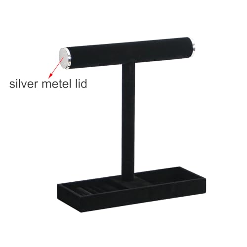Multi-Use Jewelry Holder Stand, Necklace Bracelet Ring Organizer Stand, Scrunchie Watches Velvet Jewelry Holder Stand With Tray for Women Girls Home Use(Black with Lid) - color: Black+Lid