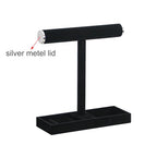 Multi-Use Jewelry Holder Stand, Necklace Bracelet Ring Organizer Stand, Scrunchie Watches Velvet Jewelry Holder Stand With Tray for Women Girls Home Use(Black with Lid) - color: Black+Lid
