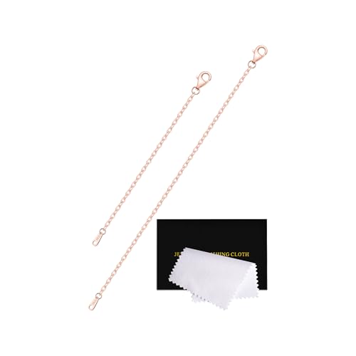 VANBARIS Rose Gold Necklace Extender Rose Gold Durable Necklace Extender, 925 Sterling Silver Chain for Bracelet Anklet, 2 Piece Set 4" 6" Inches - color: RoseGold, size: 4 6 inch