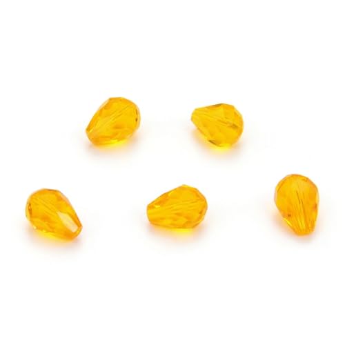 24pcs Adabele Austrian 8mm Faceted Teardrop Loose Crystal Beads Light Topaz Yellow Compatible with 5500 Swarovski Crystals Preciosa SST-808 - color: Light Topaz, size: 8mm x 6mm - 24pcs