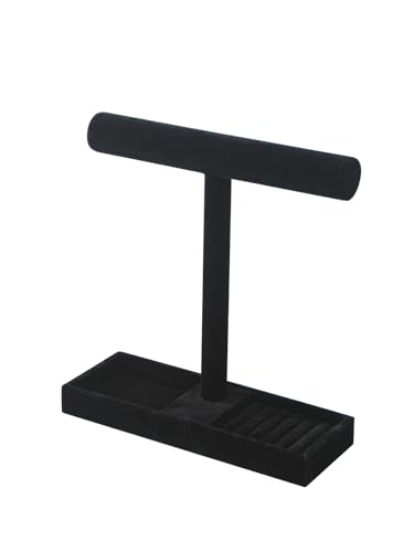 Multi-Use Jewelry Holder Stand, Necklace Bracelet Ring Organizer Stand, Scrunchie Watches Velvet Jewelry Holder Stand With Tray for Women Home Use(Black Color) - color: Black