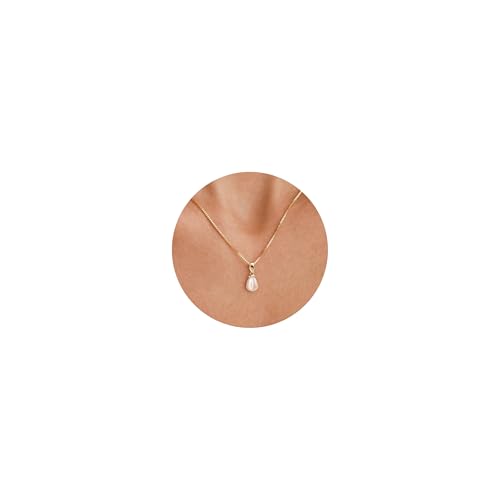 Pearl Necklace for Women- 14K Gold-plated/White Gold-plated Dainty Pearl Necklace for Women - color: Gold CZ pearl 370