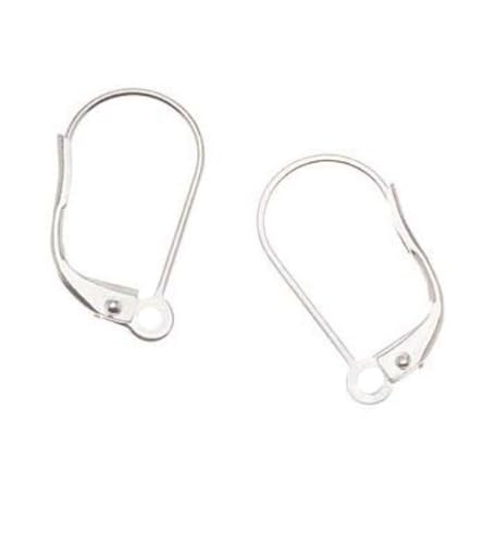 Adabele 100pcs Hypoallergenic Earring Hooks Leverback Ear Wire 19mm Long Sterling Silver Plated Brass for DIY Craft Earrings Jewelry Making CF195-1 - color: Silver/design #2, size: 19mm (100pcs)