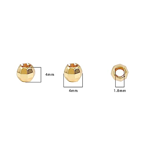 BEADIA 14K Gold Plated Laser Round Spacer Beads 4x4mm 50pcs for Jewelry Making Findings Non Tarnish - color: 14K Gold, size: 4mm Laser