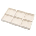 Velvet Jewelry Organizer Trays Beige Stackable Jewelry Storage Display Tray with Removable Dividers, 6 Grids - color: Beige