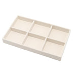 Velvet Jewelry Organizer Trays Beige Stackable Jewelry Storage Display Tray with Removable Dividers, 6 Grids - color: Beige