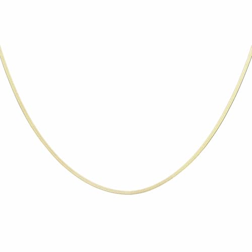 HARFINGTON Herringbone Necklaces Stainless Steel Snake Chain Necklace Adjustable Flat Chain for Women Jewelry Gift - color: Gold, size: 16" x 0.08"
