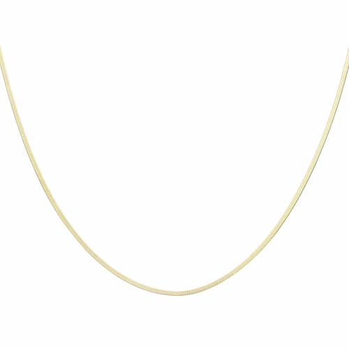 HARFINGTON Herringbone Necklaces Stainless Steel Snake Chain Necklace Adjustable Flat Chain for Women Jewelry Gift - color: Gold, size: 22" x 0.08"