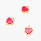 200 pcs Tiny Heart Enamel Charm Gold Plated Alloy Love Pendant Bracelet Earring Keychain Jewelry Crafts 6x8mm - color: Rose