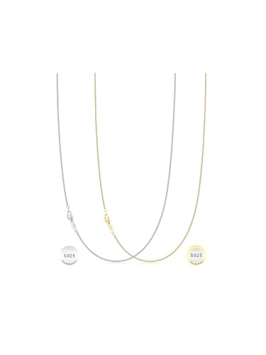 IEFWELL 14K-Real-Gold-Plated S925 Sterling Silver Chain Necklace for Women, 1.2/0.8mm Satellite Bead Cable Box Chains Set Hypoallergenic Sturdy Women's Chain Necklace, 16/18/20/22 Inch Jewelry Gifts - color: Box Chain, size: 18 Inch (Women's Average Lengt