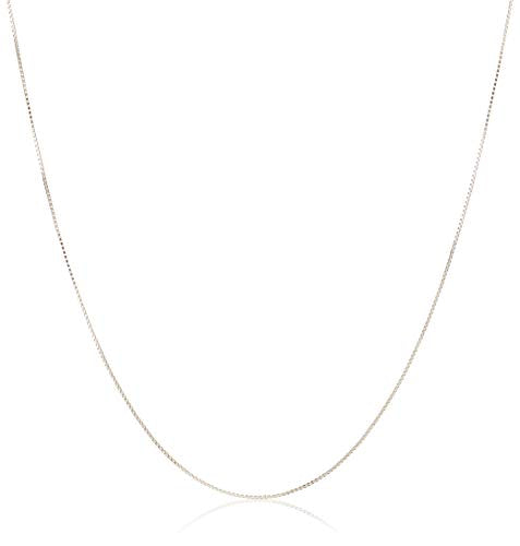 Amazon Essentials Sterling Yellow Gold or Silver Thin 0.8mm Box Chain Necklace - color: Silver, size: 18"
