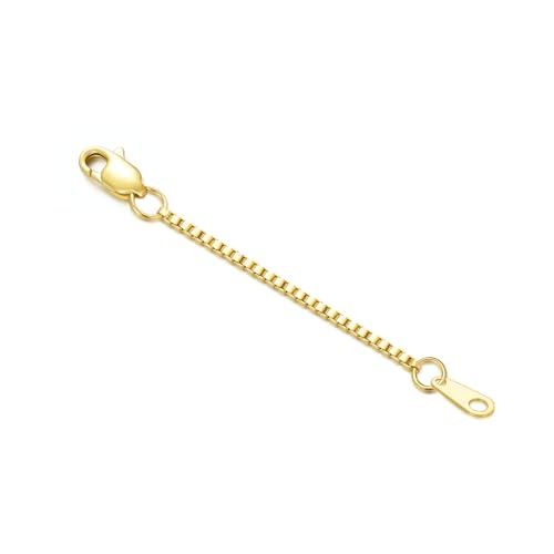 10K Yellow Gold 1"/2"/3" Necklace Extender Chain with Double Clasps, 10K Gold Necklace Extender Bracelet Anklet Extension Chain, Bracelet Extender 10K Gold - size: 1inch, style: Style 9
