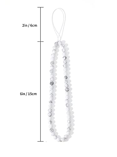 Semi-Precious Gem Stones Beaded Phone Charm Cell Phone Lanyard Wrist Strap Handmade Natural Gemstone Phone Chain string - color: White Howlite