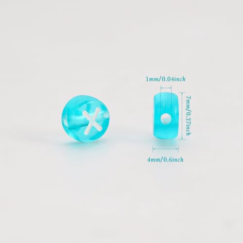 1200pcs 4×7mm Alphabet Beads Transparent Blue Round Acrylic White Letter Beads, for Bracelets and Jewelry Making - color: style 16, size: 4×7mm(Round)
