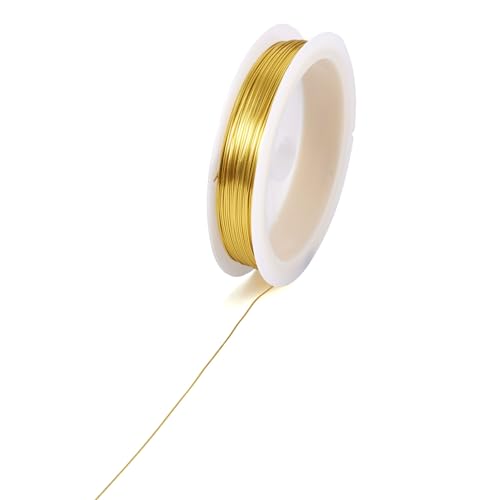 Cheriswelry 24 Gauge 0.5mm Gold Copper Beading Wire Bendable Metal Craft Wire Tarnish Resistant Copper Wire for DIY Jewelry Making Accessory, 75.46 Feet - size: 24 Gauge(0.5mm)