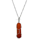 Amazing Gemstone Crystals and Healing Stones Carnelian Necklace - Gold Chain Necklace Pendant - Real Crystal Necklace - color: Double Point (Silver Wire), size: 1 PIECE