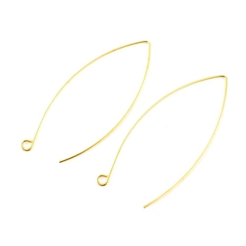 50pcs Adabele Hypoallergenic Tarnish Resistant Marquise Earring Hooks 45mm Long V Shape Gold Ear Wire (Wire 0.7mm/21 Gauge) for DIY Earrings Jewelry Making BF247-2 - color: Gold