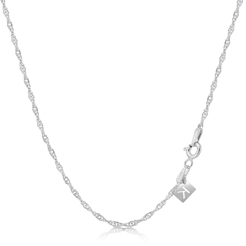 KEZEF 18k Gold Plated 925 Sterling Silver Unisex 14"-36" Singapore Chain Necklace - color: Sterling Silver, size: 24 Inch