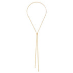 Gold Silver Necklace for Women Y Chain Adjustable Gold Long Necklaces Fashion Dainty Jewelry - color: gold C