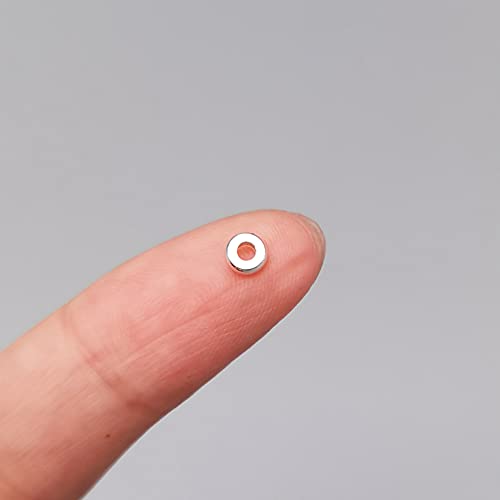 INSPIRELLE 100pcs Heishi Beads 4mm Long-Lasting Disc Brass Rondelle Spacer Beads Silver Plated Flat Round Shape Jewelry Metal Spacers for Bracelet Necklace Jewelry Making - color: Silver, size: 4mm