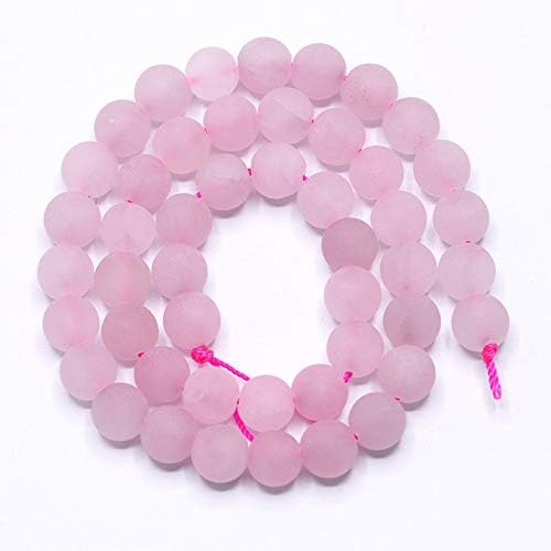 Natural Gemstone Loose Beads Matte Approxi 15.5 inch DIY Bracelet Necklace for Jewelry Making (8mm, Matte Rose Quartz) - color: Matte Rose Quartz, size: 8mm