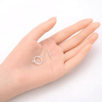10 Sets Elegant Round Toggle Clasp T-Bar Closure 14mm (0.55 Inch) Sterling Silver Plated Brass for DIY Craft Jewelry Making CF181-1 - color: Silver (simple design), size: 14mm/simple - 10 Sets
