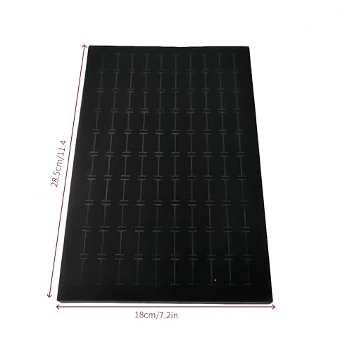 5Pack Black Velvet Ring Organizer Foams Earring Storage Box，100 Slot Foam Insert Stud Earring Holder (11 x 7 x 0.5 In) ，Earring Jewelry Ring Inserts Display Pad Jewelry Display Retail Showcase Box