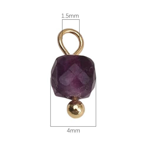 Beadia Natural Faceted Cube Stone Charms 4mm 30pcs with Untarnish Metal Accessories Loose Square Beads for DIY Jewelry Making - color: Fluorite