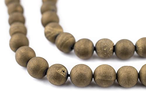 The Bead Chest Gold Round Druzy Agate Beads (8mm): Organic Gemstone Round Spherical Energy Stone Healing Power Crystal for Jewelry Bracelet Mala Necklace Making - color: Gold Druzy Agate, size: 8mm