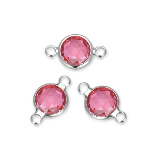 10pcs Adabele Grade A July Light Ruby Red Birthstone Connector Link 6mm (0.24 Inch) Silver Plated Round Austrian Crystal Bead for Jewelry Making CCP1-S7 - color: July, size: 6mm - 10pcs