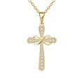Stainless steel Cubic Zirconia Cross Necklace for Women Pendant with Chain 16"/18"+2" Perfect Jewelry Gifts for Birthday Christmas Mothers Day Wedding - size: 18+2 inches, style: 18K Gold Plated