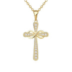 Stainless steel Cubic Zirconia Cross Necklace for Women Pendant with Chain 16"/18"+2" Perfect Jewelry Gifts for Birthday Christmas Mothers Day Wedding - size: 18+2 inches, style: 18K Gold Plated