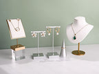 GemeShou White necklace holder stands for girls, Velvet hanging jewelry organizer, Metal necklace display stands for selling【White-Height 7.48 inch】