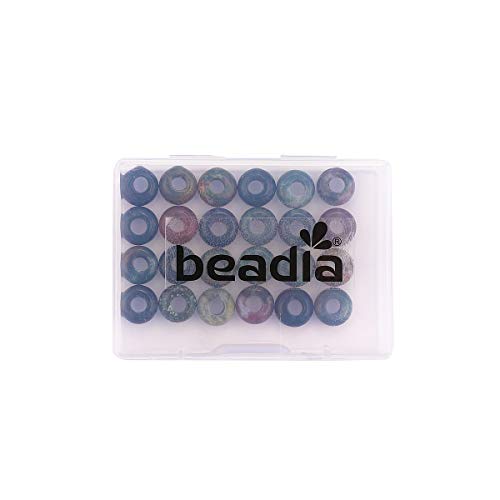 BEADIA Natural Indian Agate Rondelle Stone with Large Hole (4mm) Loose Semi Gemstone Beads for Jewelry Making 10mmx4mm 24pcs - color: Indian Agate, size: 10mm x 4mm