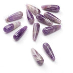 BEADIA Natural Amethyst Teardrop Stone Beads 10x30mm 12pcs Dangle Earring Charm for DIY Jewelry Making - color: Amethyst