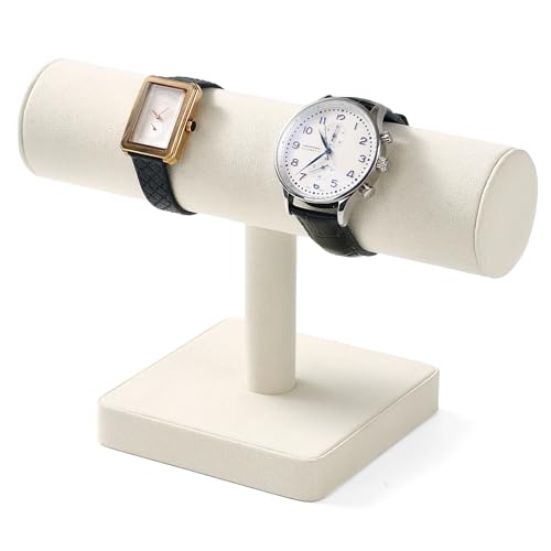 Oirlv Microfiber T-bar Bracelet Watch Organizer Display Stand Professional Jewelry Bracelet Display for Selling (Creamy-white,Microfiber) - color: Creamy-white