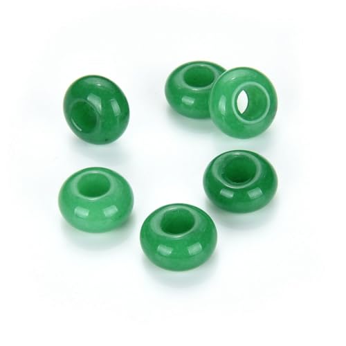 Adabele 10pcs Natural Green Jade Gemstone 8x14mm Donut Rondelle Beads Large Hole ID 5.6mm for DIY Craft Jewelry Making GW-A7 - color: Green Jade, size: 14mm x 8mm - 10pcs